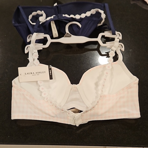 💕LAURA ASHLEY💕 Comfort Push Up Bras (2 Pack) Pink Checkers & Navy Blue 34C NWT - Picture 6 of 16